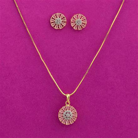 Cubic Zirconia Classic Pendant Set With 2 Tone Plating