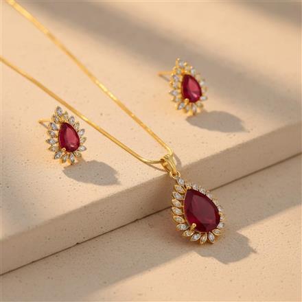 Cubic Zirconia Classic Pendant Set With 2 Tone Plating