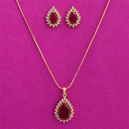 Cubic Zirconia Classic Pendant Set With 2 Tone Plating