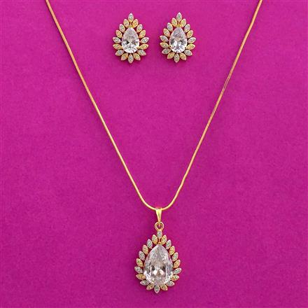Cubic Zirconia Classic Pendant Set With 2 Tone Plating