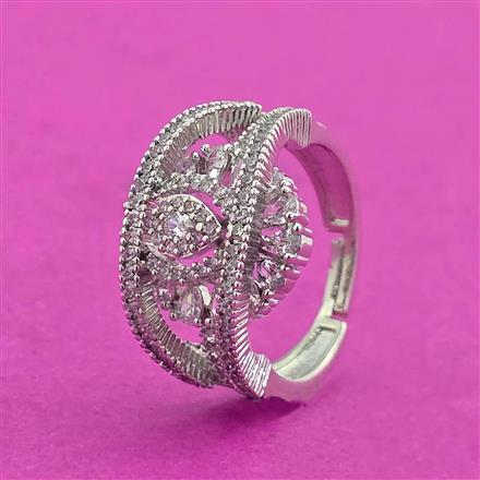 Cubic Zirconia Delicate Ring With Rhodium 2 Tone Plating