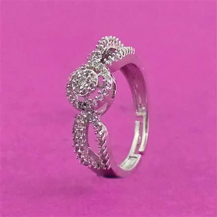 Cubic Zirconia Delicate Ring With Rhodium 2 Tone Plating