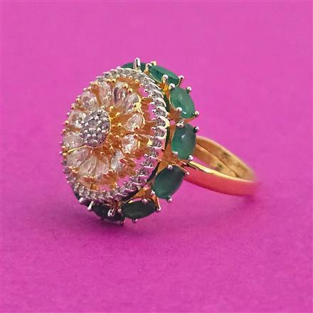 Cubic Zirconia Classic Ring With 2 Tone Plating