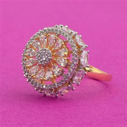 Cubic Zirconia Classic Ring With 2 Tone Plating