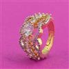 Cubic Zirconia Adjustable Ring With Rhodium 2 Tone Plating