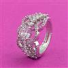 Cubic Zirconia Adjustable Ring With Rhodium 2 Tone Plating
