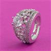 Cubic Zirconia Adjustable Ring With Rhodium 2 Tone Plating