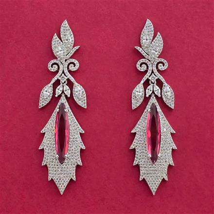 Cz Classic Earring With Rhodium Plating