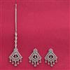 Cz Classic Earring Tikka With Rhodium Plating