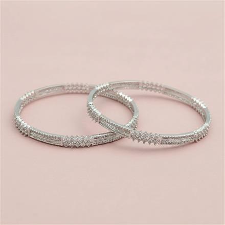 Cz Classic Bangles With Rhodium Plating