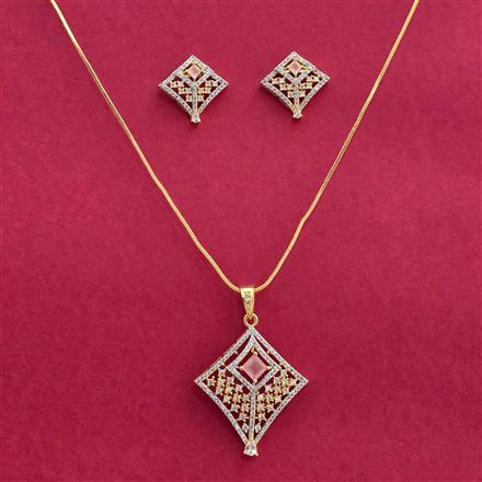 Cz Classic Pendant Set With 2 Tone Plating