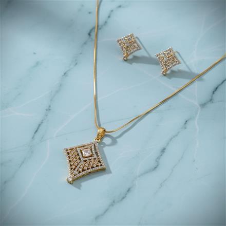 Cz Classic Pendant Set With 2 Tone Plating