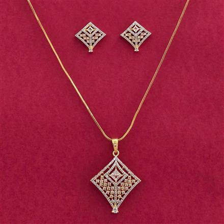 Cz Classic Pendant Set With 2 Tone Plating