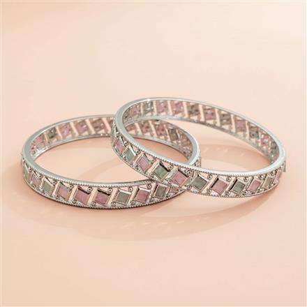 Cz Classic Bangles With Rhodium Plating