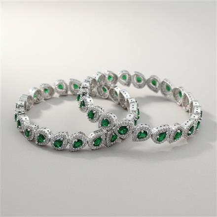 Cz Classic Bangles With Rhodium Plating