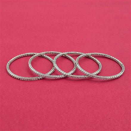 Cz Delicate Bangles With 2 Tone Rhodium Plating