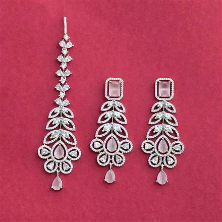 Cz Classic Earring Tikka With Rhodium Plating