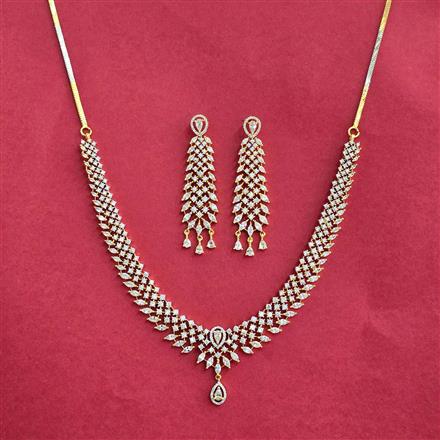 Cz Classic Necklace With 2 Tone Rhodium Plating