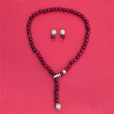 Cz Mala Necklace With Rhodium Plating