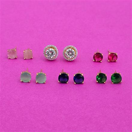 Cz Changeable Earring With 2 Tone Rhodium Plating