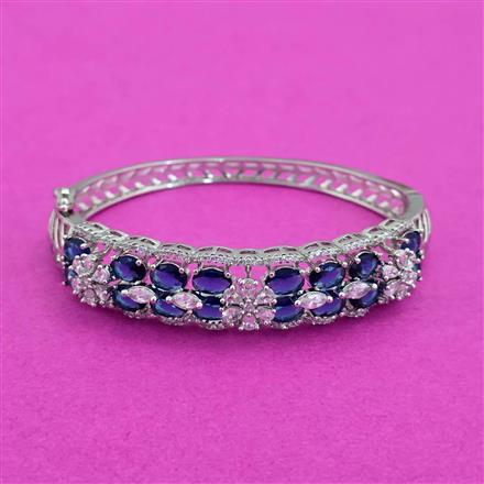 Cz Classic Kada With Rhodium Plating