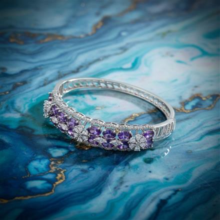 Cz Classic Kada With Rhodium Plating