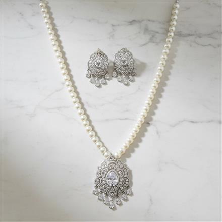Cz Classic Pendant Set With Rhodium Plating