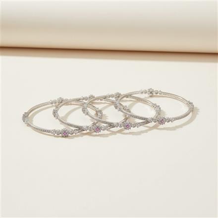 Cz Delicate Bangles With Rhodium Plating
