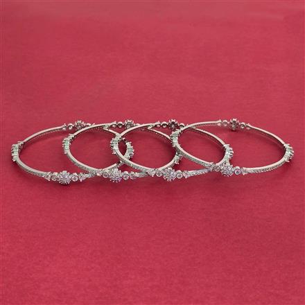 Cz Delicate Bangles With Rhodium Plating