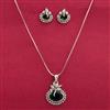 Cubic Zirconia Classic Pendant Set With Rhodium Plating