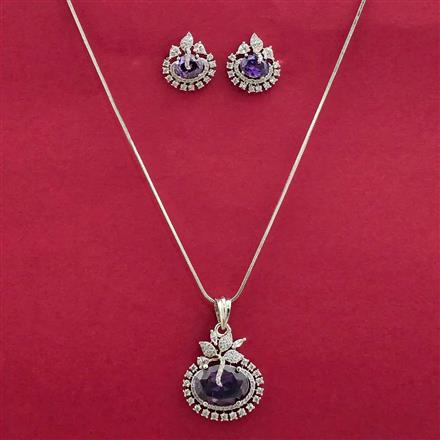 Cubic Zirconia Classic Pendant Set With Rhodium Plating