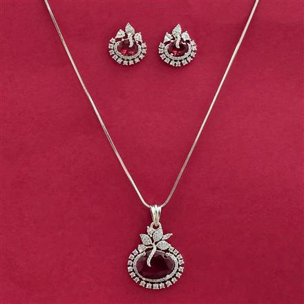 Cubic Zirconia Classic Pendant Set With Rhodium Plating