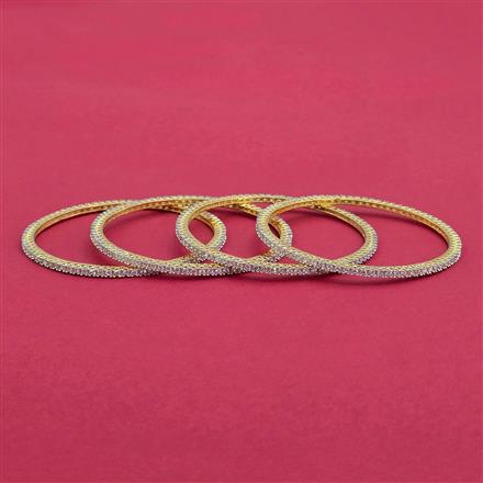 Cubic Zirconia Delicate Bangles With 2 Tone Plating