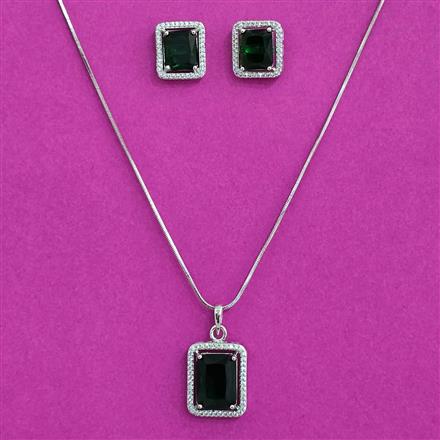 Cubic Zirconia Classic Pendant Set With Rhodium Plating