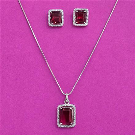 Cubic Zirconia Classic Pendant Set With Rhodium Plating