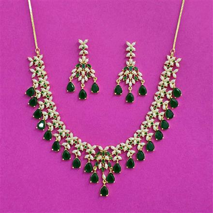 Cubic Zirconia Moti Necklace With Gold Plating