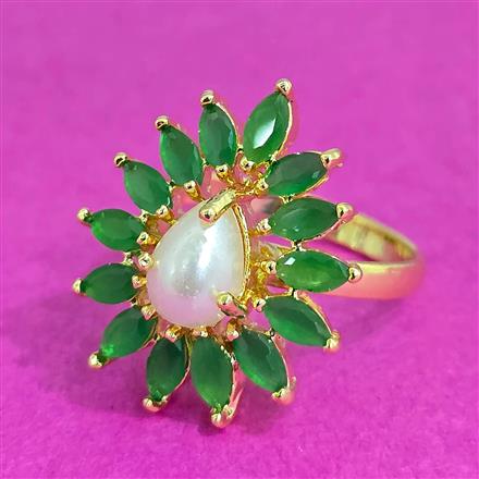 Cubic Zirconia Adjustable Ring With Gold Plating