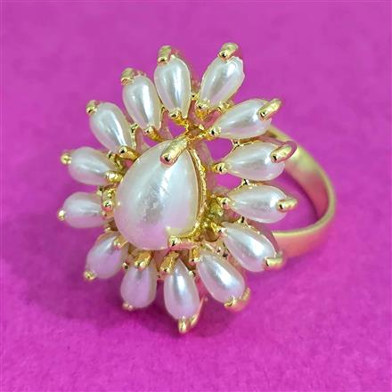 Cubic Zirconia Adjustable Ring With Gold Plating