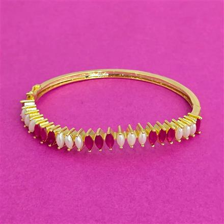 Cubic Zirconia Moti Kada With Gold Plating