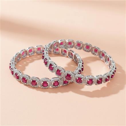 Cubic Zirconia Classic Bangles With Rhodium Plating