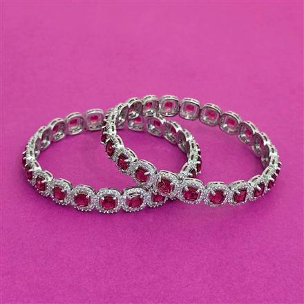 Cubic Zirconia Classic Bangles With Rhodium Plating