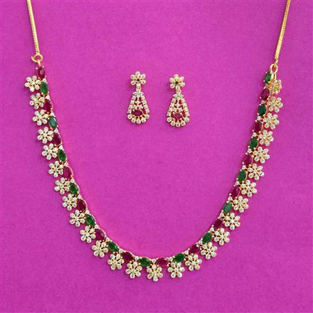 Cz South Indian Necklace With Gold Plating