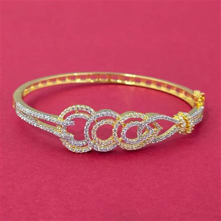 American Diamond Openable Kada With Rhodium 2 Tone Plating