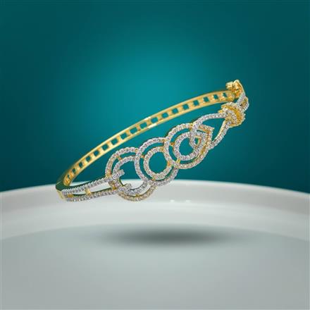 American Diamond Openable Kada With Rhodium 2 Tone Plating