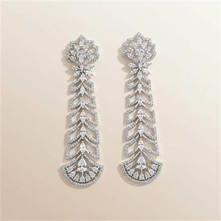 American Diamond Classic Earring With Rhodium 2 Tone Plating
