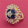 American Diamond Adjustable Ring With 2 Tone Plating