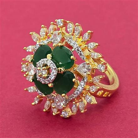 American Diamond Adjustable Ring With 2 Tone Plating