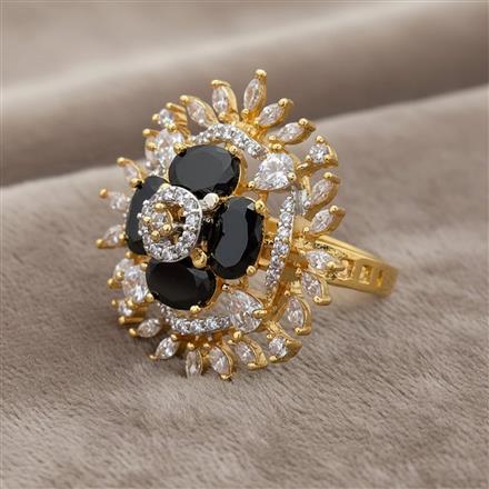 American Diamond Adjustable Ring With 2 Tone Plating