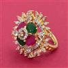 American Diamond Adjustable Ring With 2 Tone Plating