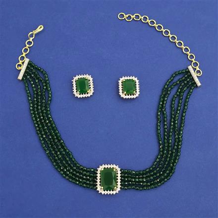 American Diamond Choker Necklace with 2 Tone Plating